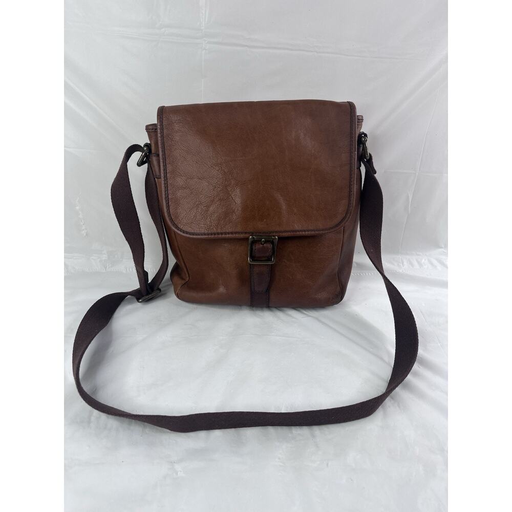 Woman's Fossil Cro Vintage Leather Brown Multi pocket Medium School